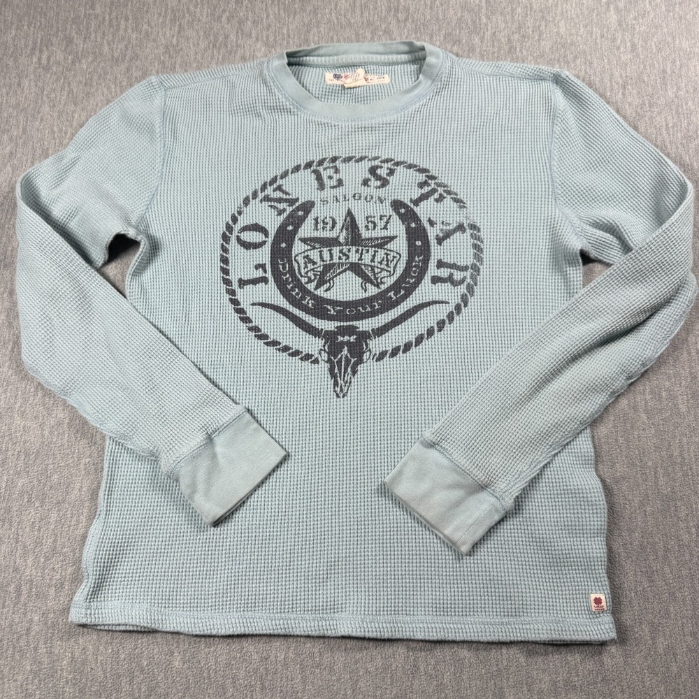 Lucky Brand Shirt L Lone Star Saloon Austin Thermal Waffle Knit Cotton fit small